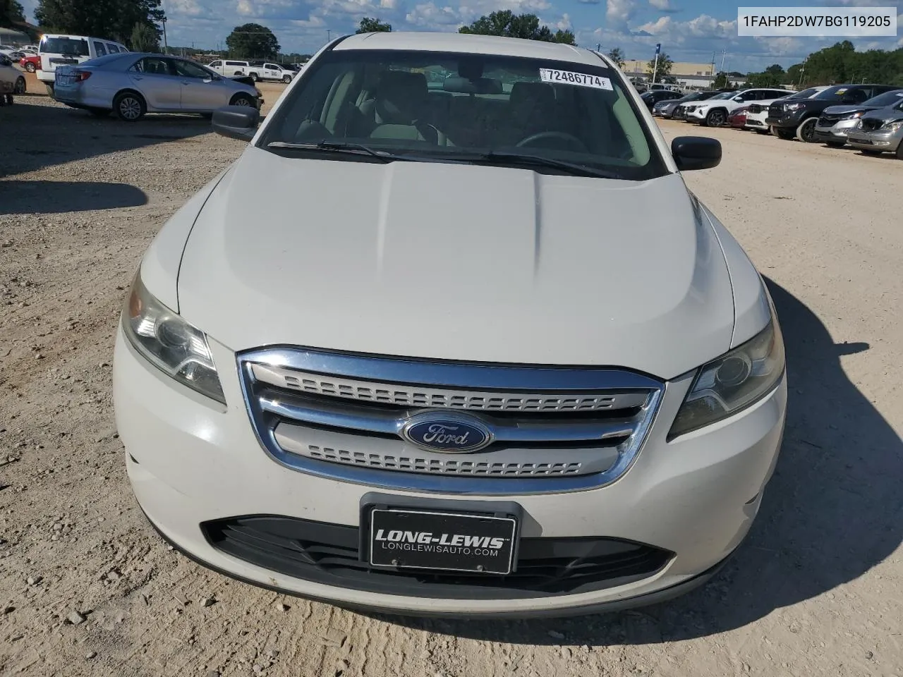 2011 Ford Taurus Se VIN: 1FAHP2DW7BG119205 Lot: 72486774