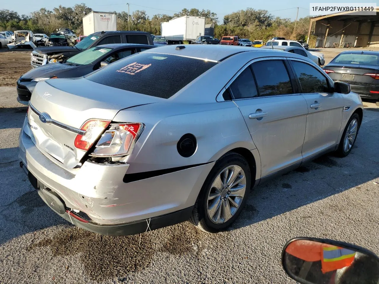 2011 Ford Taurus Limited VIN: 1FAHP2FWXBG111449 Lot: 78260664