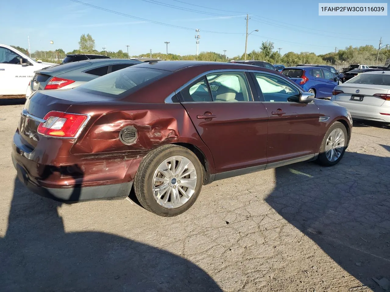 2012 Ford Taurus Limited VIN: 1FAHP2FW3CG116039 Lot: 69497354