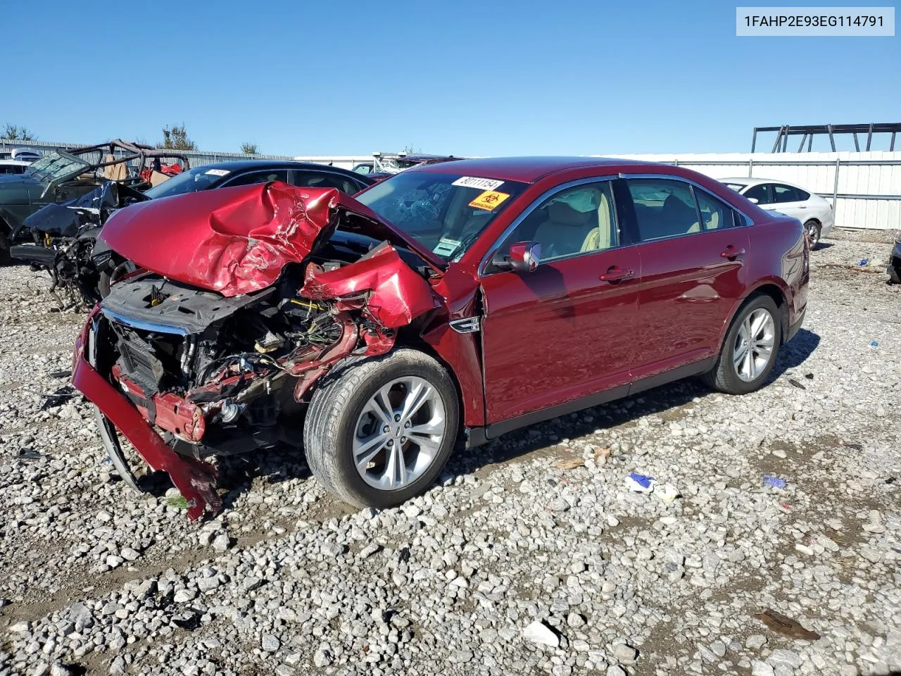 2014 Ford Taurus Sel VIN: 1FAHP2E93EG114791 Lot: 80111154