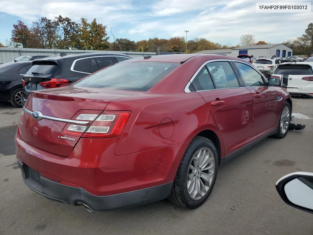 2015 Ford Taurus Limited VIN: 1FAHP2F89FG103012 Lot: 73366403