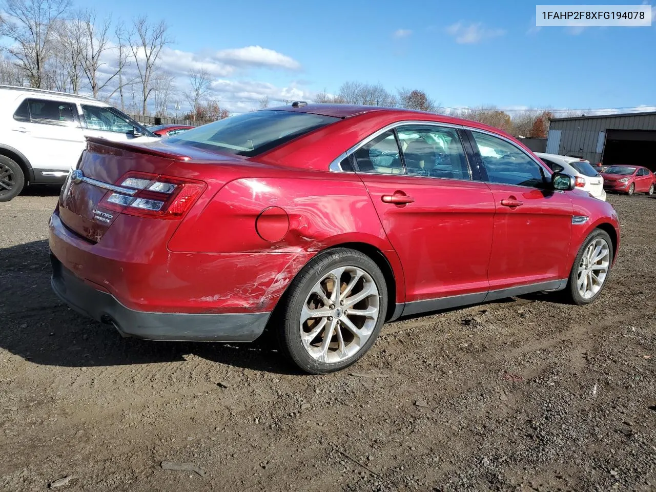 2015 Ford Taurus Limited VIN: 1FAHP2F8XFG194078 Lot: 80430414