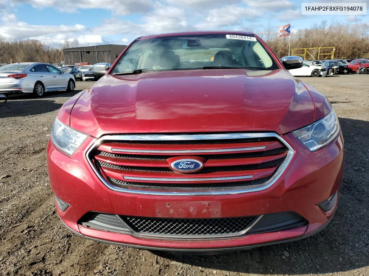 2015 Ford Taurus Limited VIN: 1FAHP2F8XFG194078 Lot: 80430414