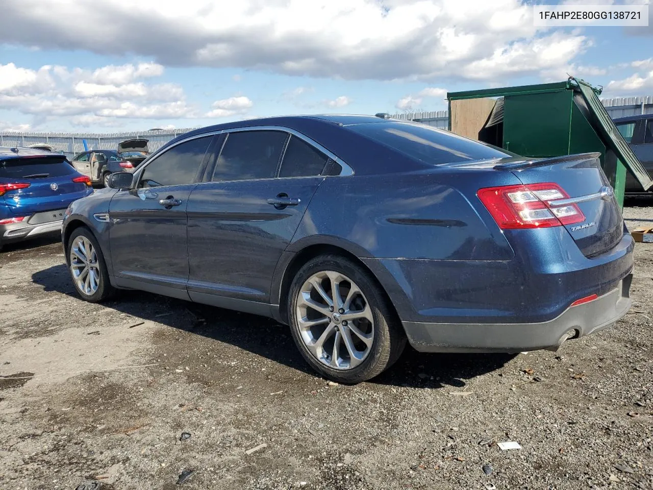 2016 Ford Taurus Sel VIN: 1FAHP2E80GG138721 Lot: 67315834