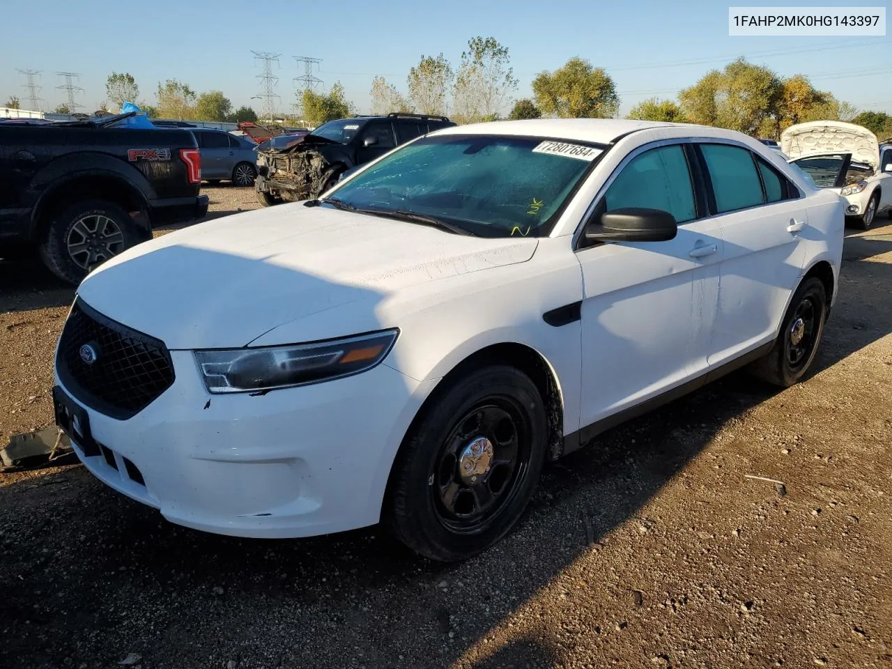 2017 Ford Taurus Police Interceptor VIN: 1FAHP2MK0HG143397 Lot: 72807684