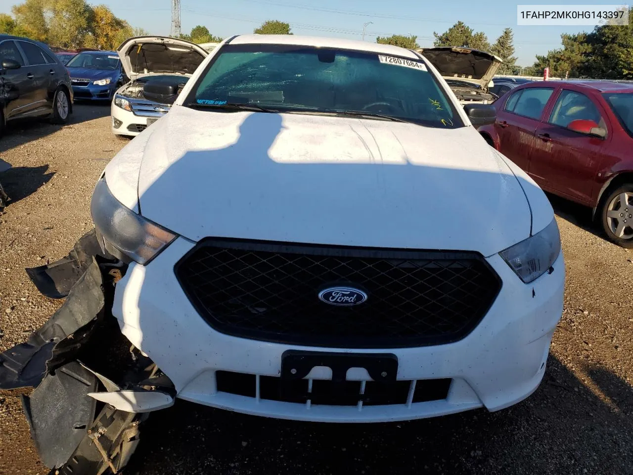 2017 Ford Taurus Police Interceptor VIN: 1FAHP2MK0HG143397 Lot: 72807684