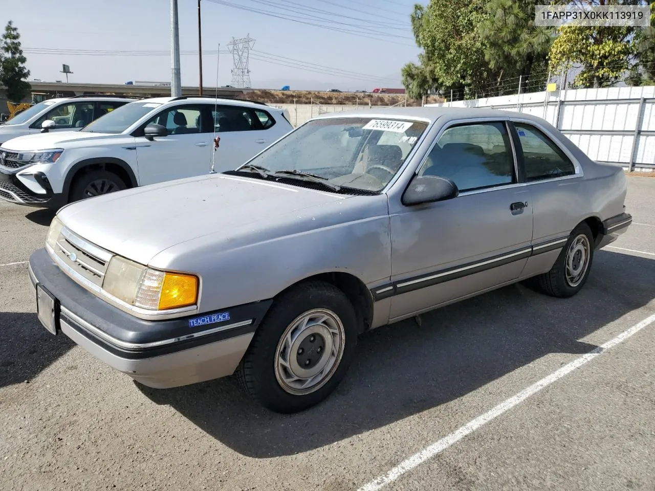 1989 Ford Tempo Gl VIN: 1FAPP31X0KK113919 Lot: 76599314