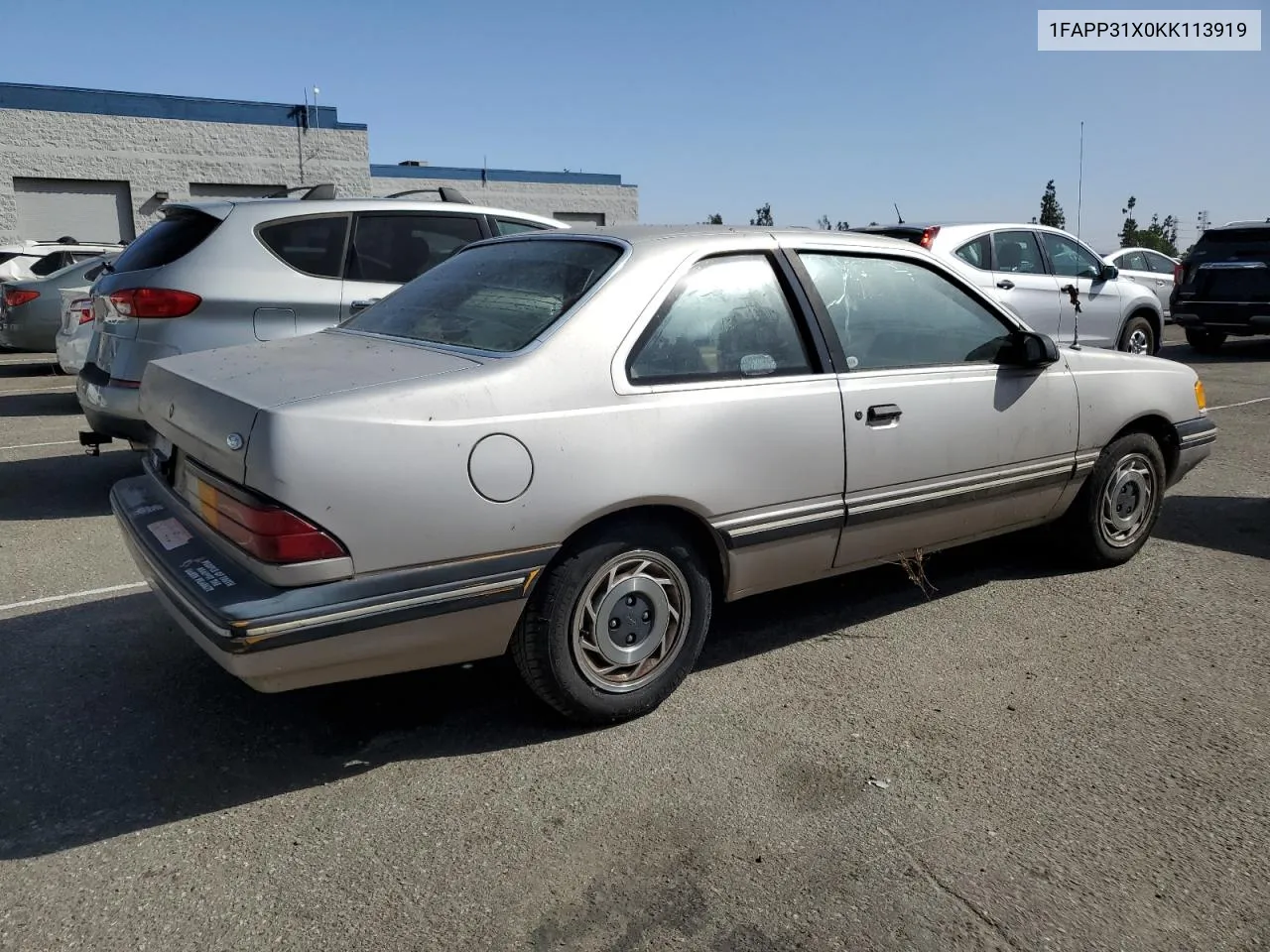 1989 Ford Tempo Gl VIN: 1FAPP31X0KK113919 Lot: 76599314