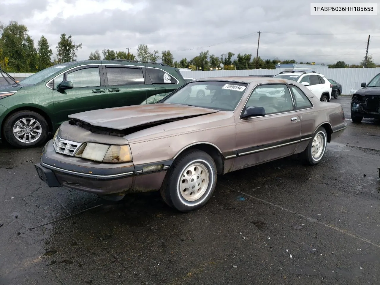 1987 Ford Thunderbird VIN: 1FABP6036HH185658 Lot: 76998984