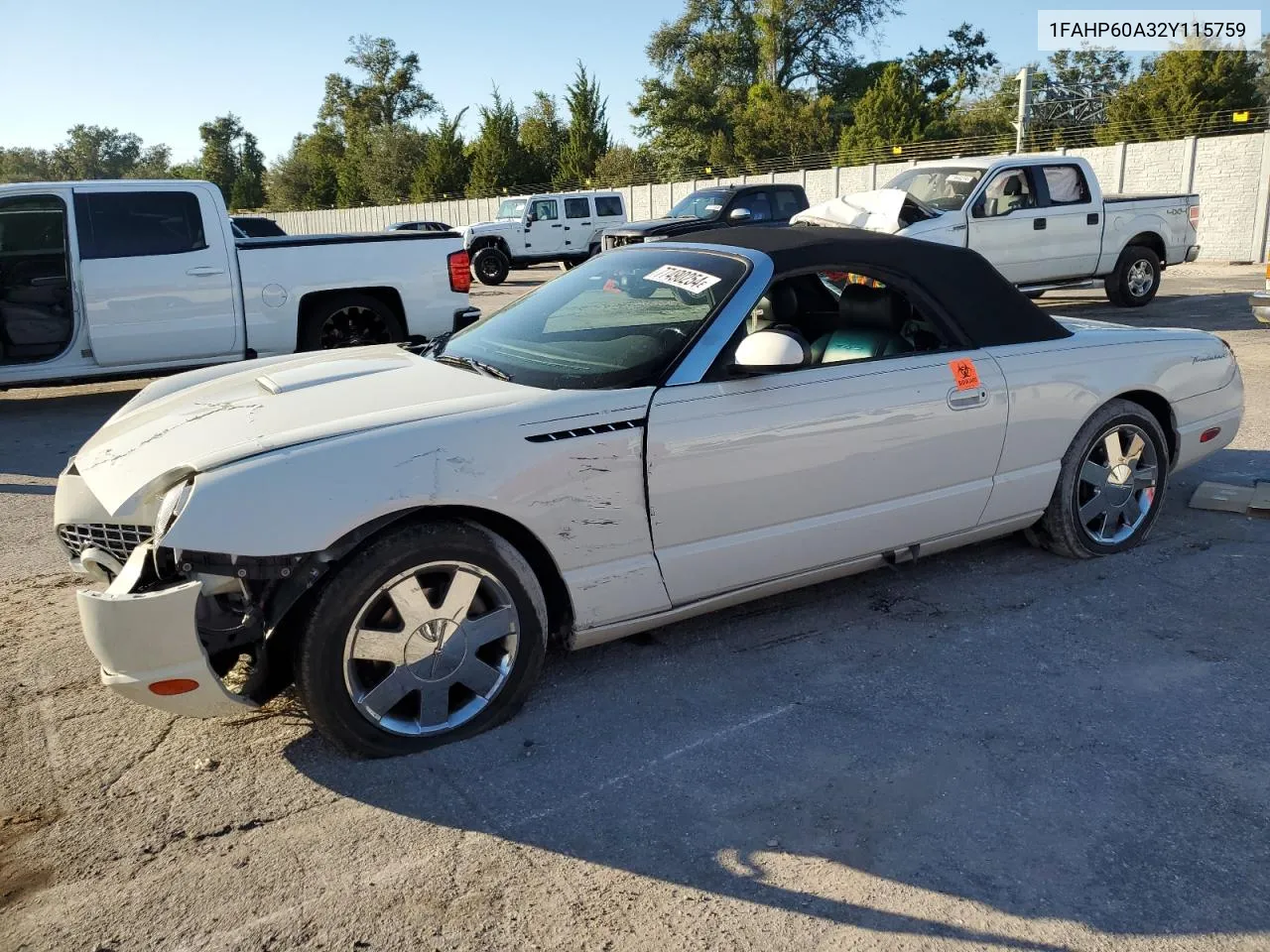 2002 Ford Thunderbird VIN: 1FAHP60A32Y115759 Lot: 77490254