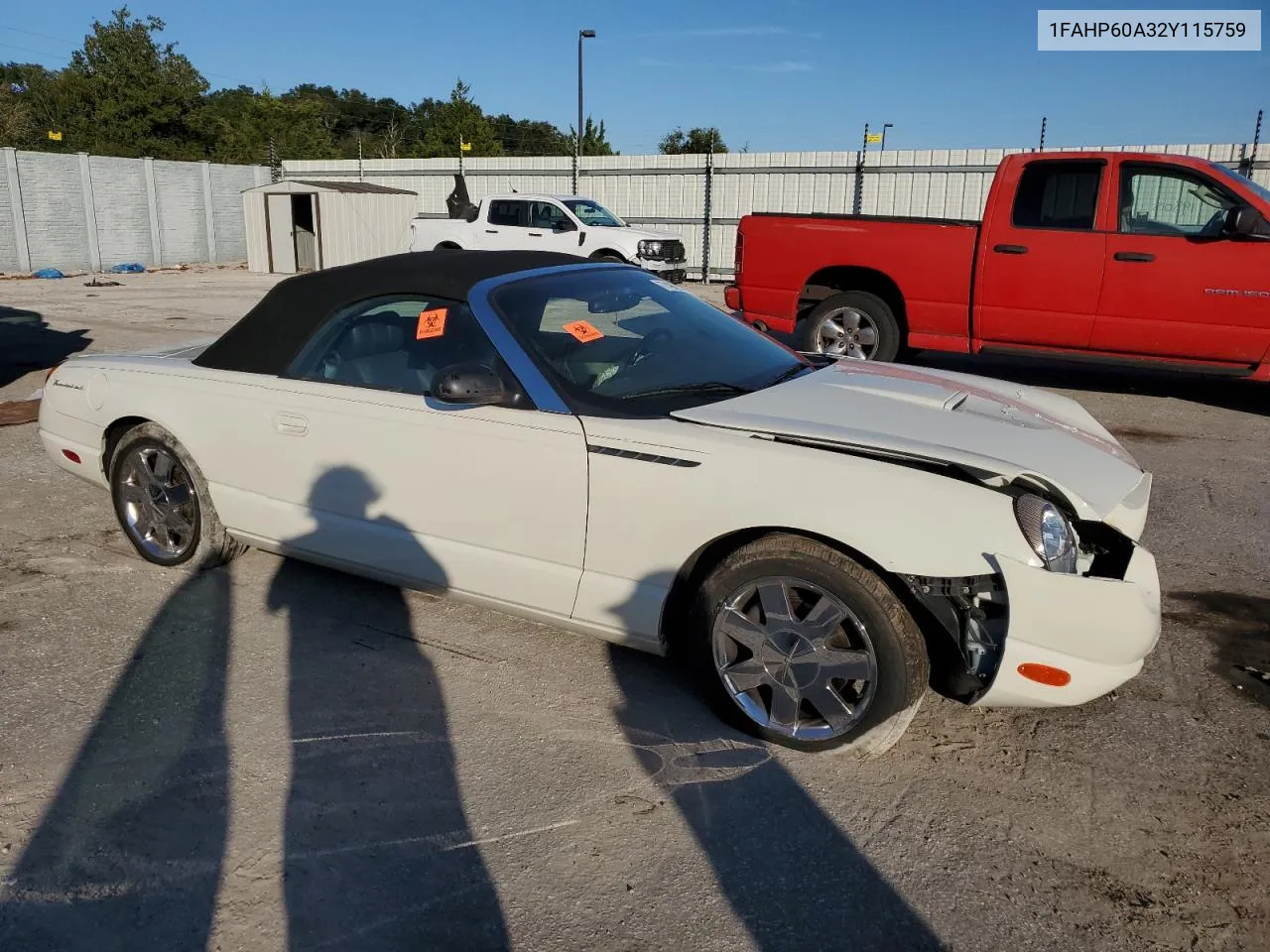 2002 Ford Thunderbird VIN: 1FAHP60A32Y115759 Lot: 77490254