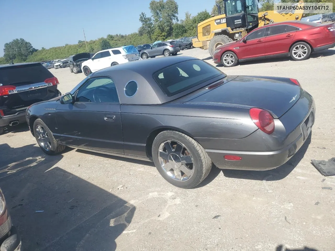 2003 Ford Thunderbird VIN: 1FAHP60A83Y104712 Lot: 74687634