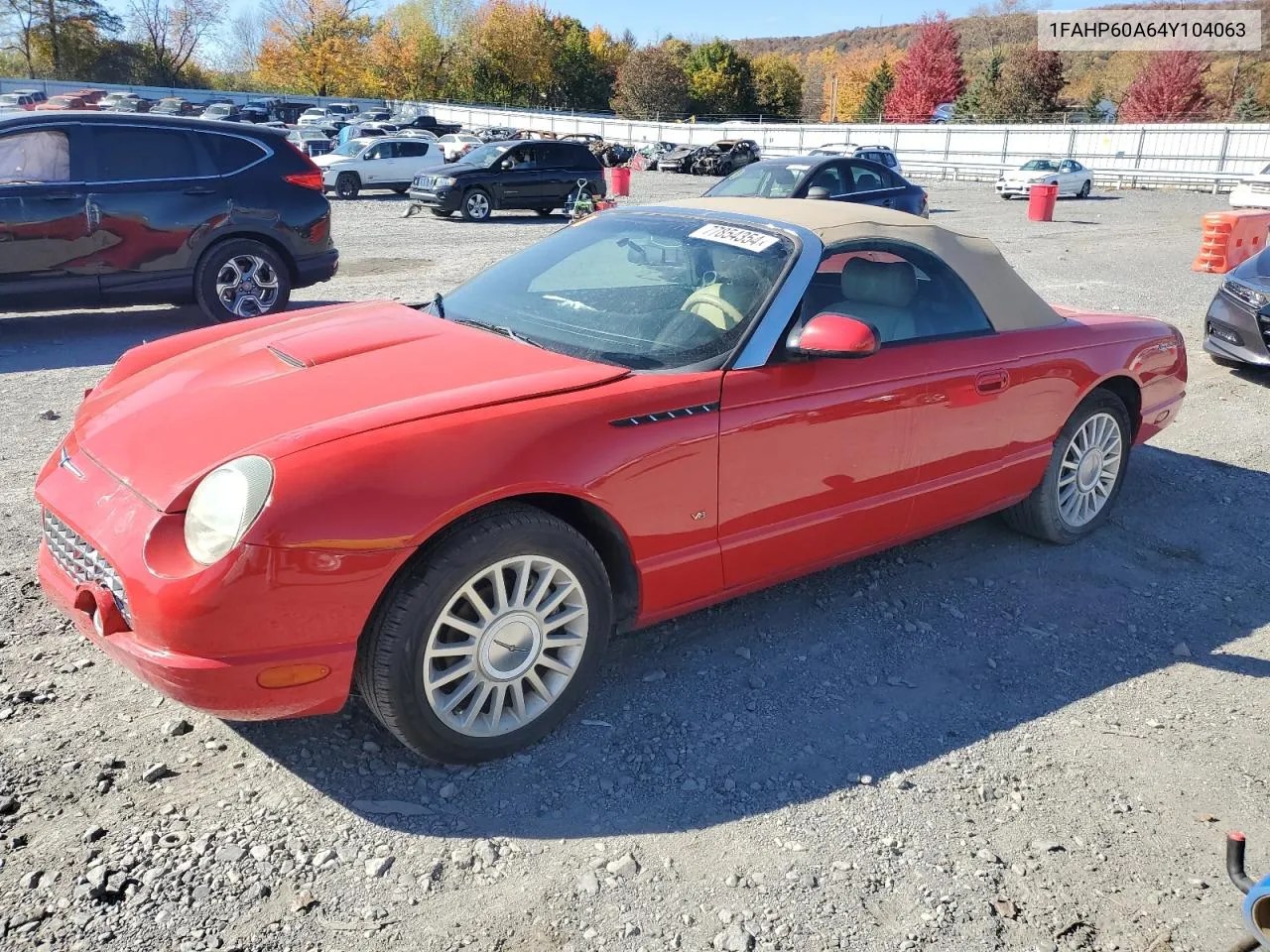 2004 Ford Thunderbird VIN: 1FAHP60A64Y104063 Lot: 77854354