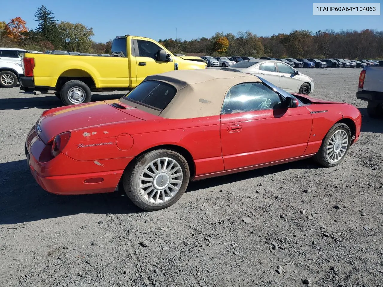 2004 Ford Thunderbird VIN: 1FAHP60A64Y104063 Lot: 77854354