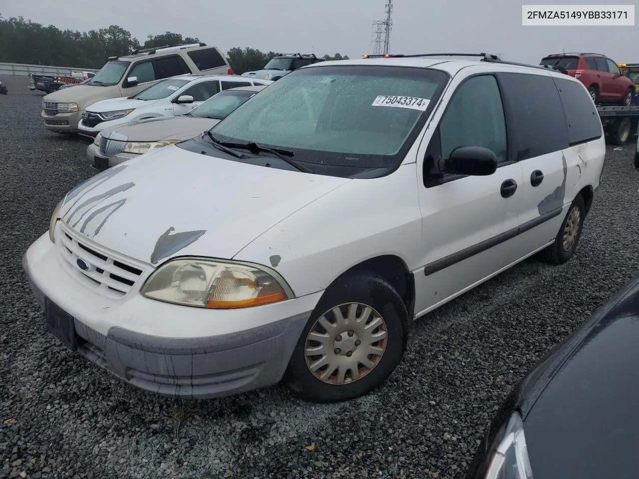 2000 Ford Windstar Lx VIN: 2FMZA5149YBB33171 Lot: 75043374