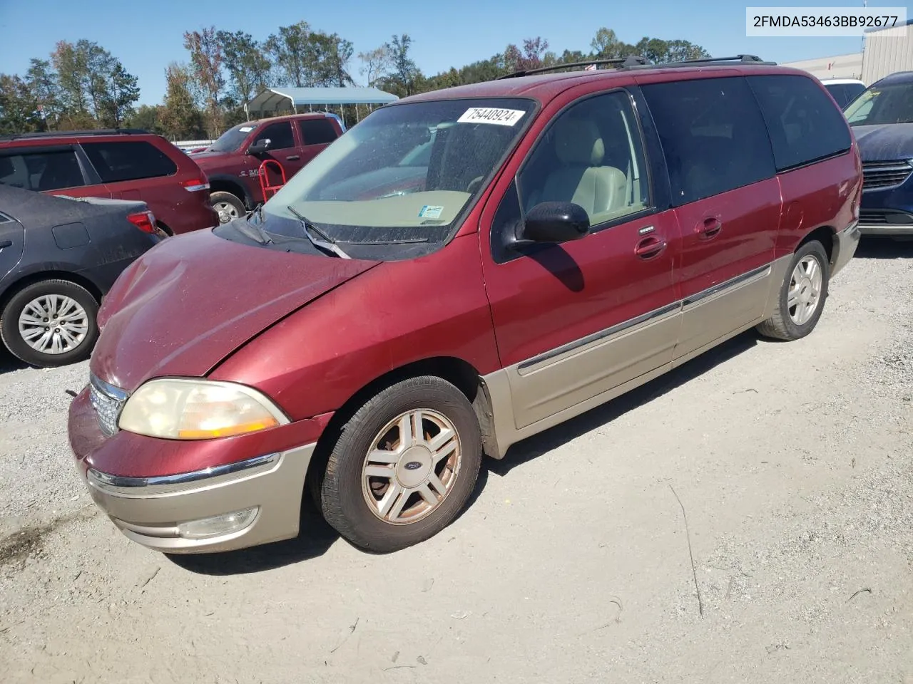 2003 Ford Windstar Sel VIN: 2FMDA53463BB92677 Lot: 75440924