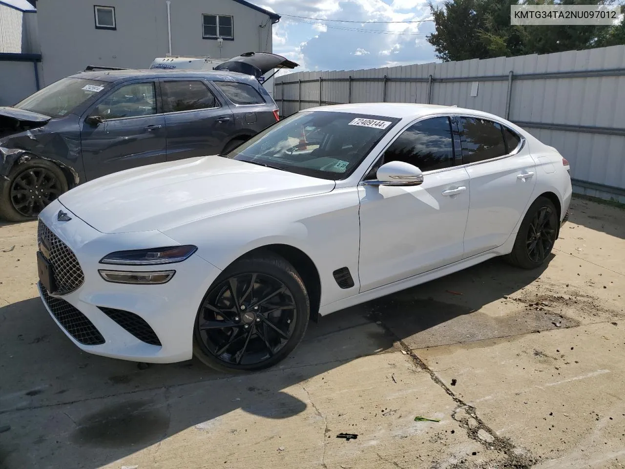 2022 Genesis G70 Base VIN: KMTG34TA2NU097012 Lot: 72409144