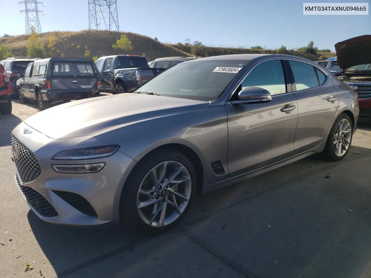 2022 Genesis G70 Base VIN: KMTG34TAXNU094665 Lot: 72983604