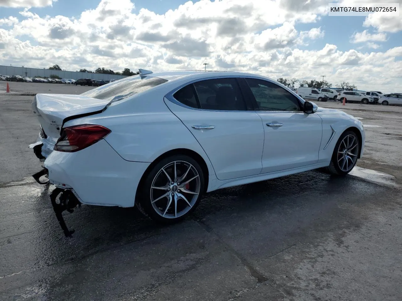 2021 Genesis G70 VIN: KMTG74LE8MU072654 Lot: 74278574