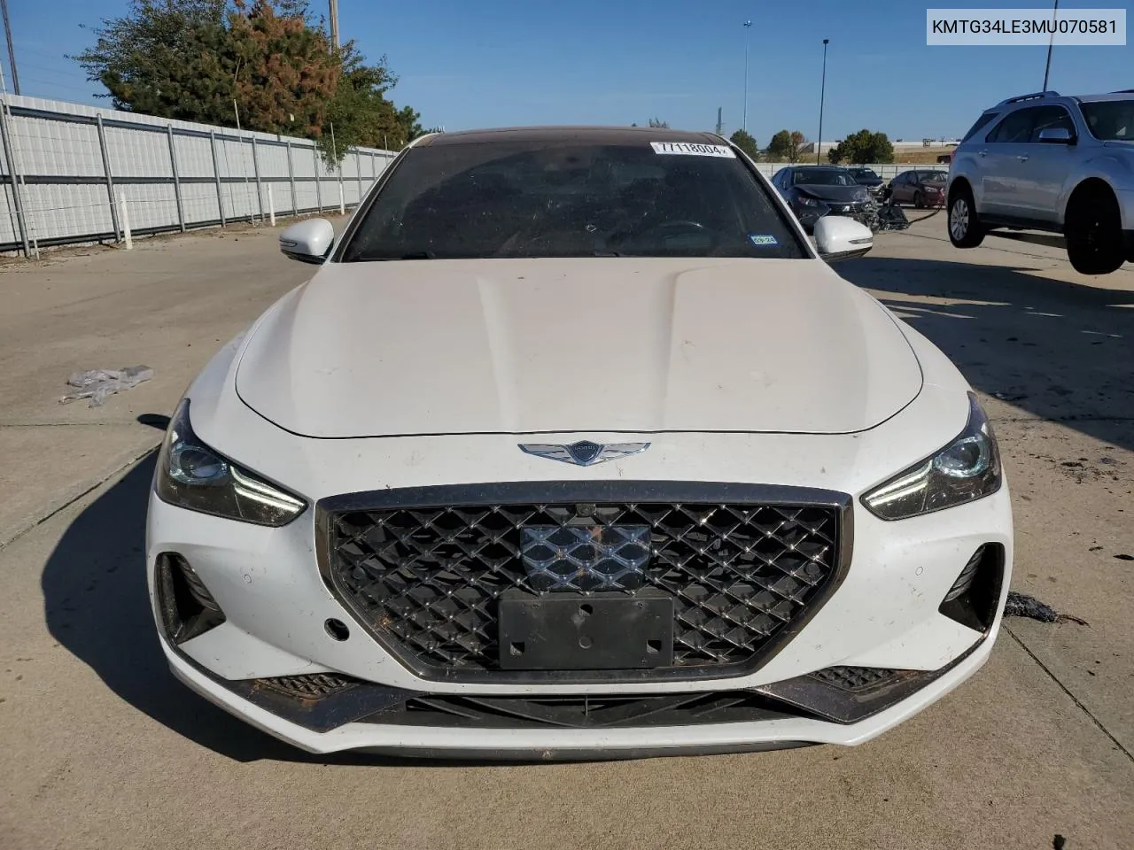 2021 Genesis G70 Prestige VIN: KMTG34LE3MU070581 Lot: 77118004