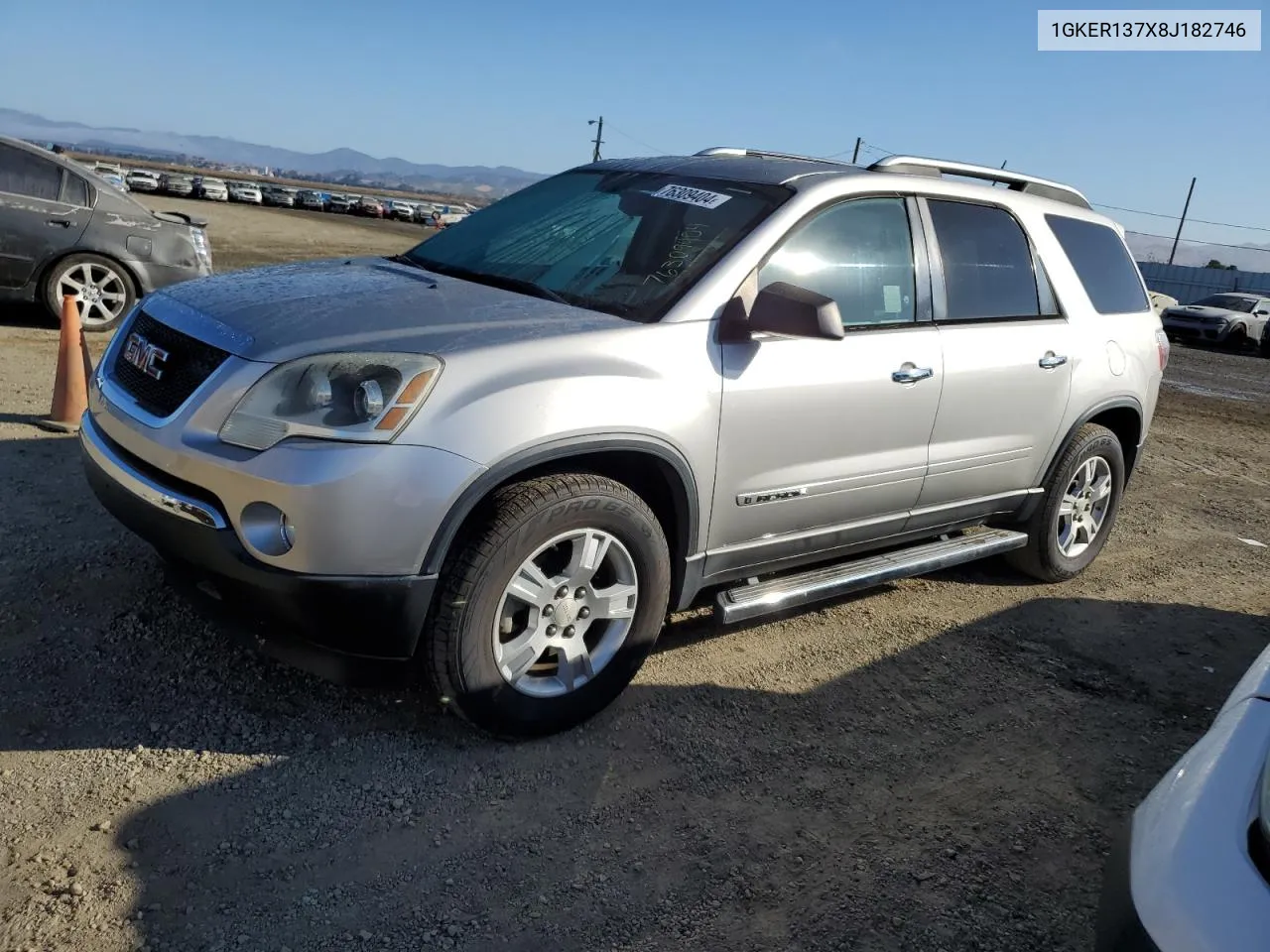 2008 GMC Acadia Sle VIN: 1GKER137X8J182746 Lot: 76309404