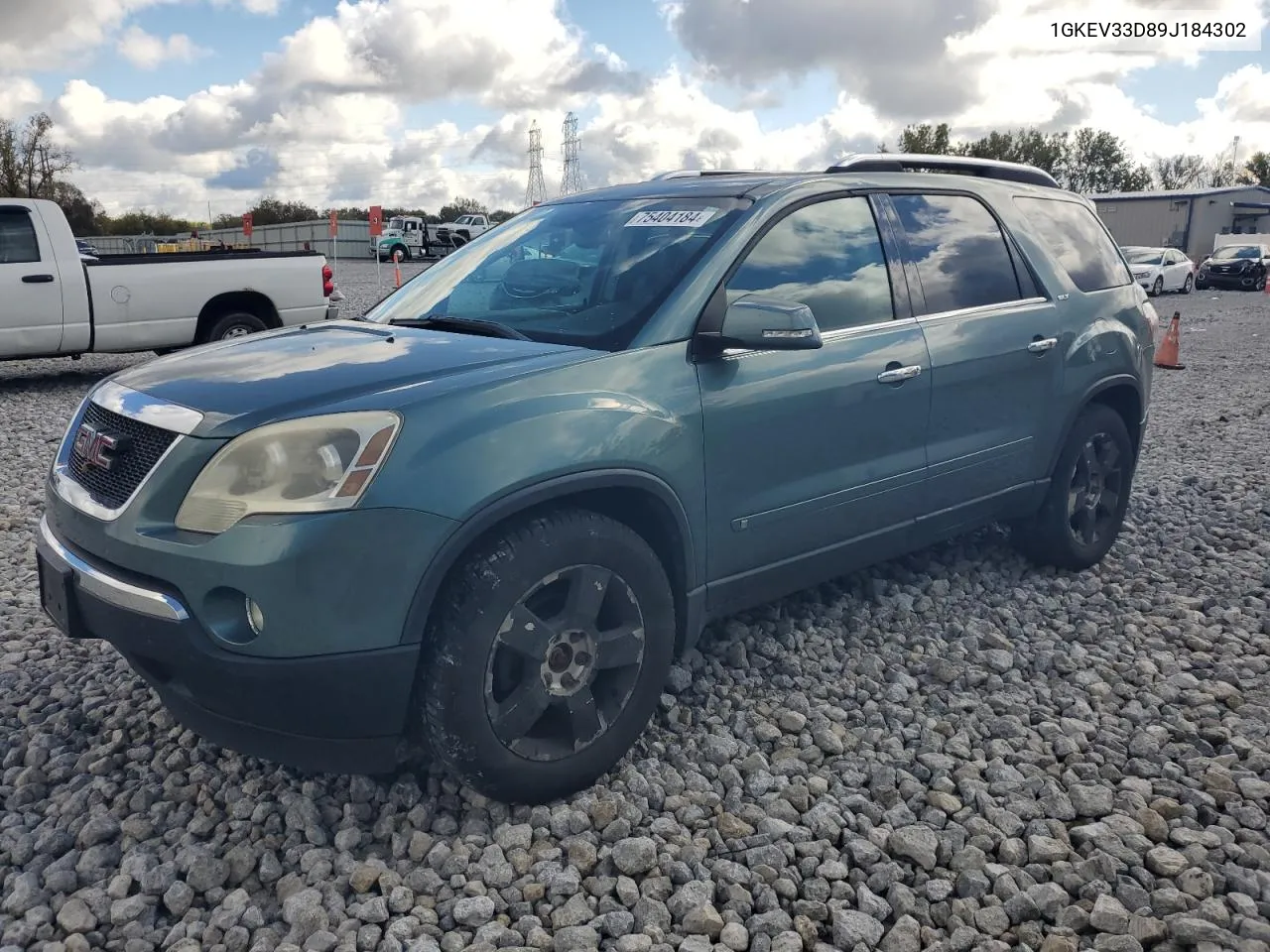 2009 GMC Acadia Slt-2 VIN: 1GKEV33D89J184302 Lot: 75404184