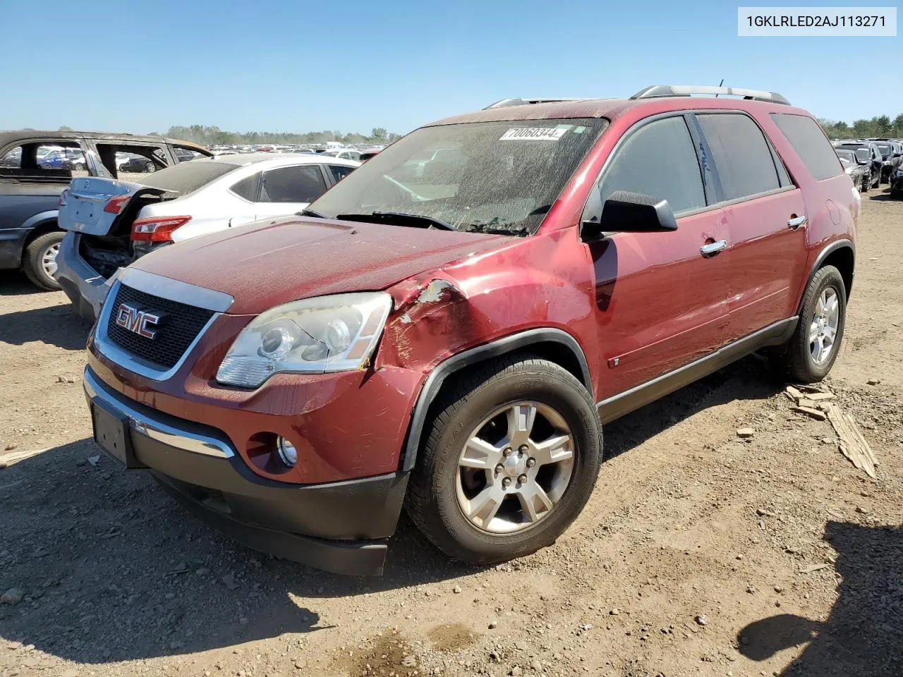 2010 GMC Acadia Sle VIN: 1GKLRLED2AJ113271 Lot: 70060344