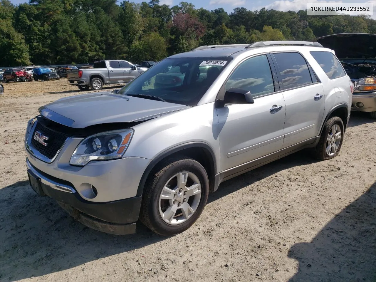 2010 GMC Acadia Sl VIN: 1GKLRKED4AJ233552 Lot: 74093524