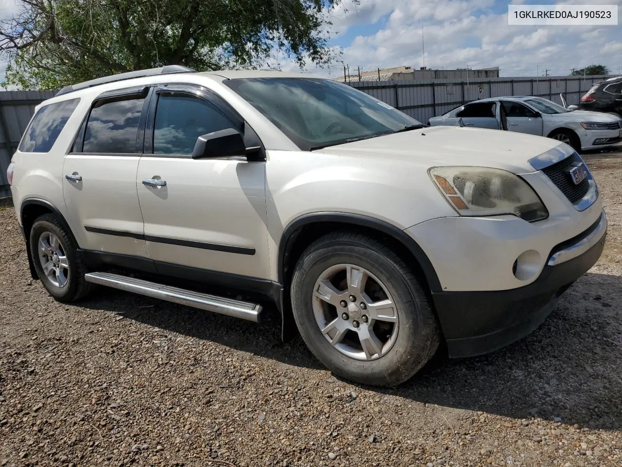 2010 GMC Acadia Sl VIN: 1GKLRKED0AJ190523 Lot: 78288474