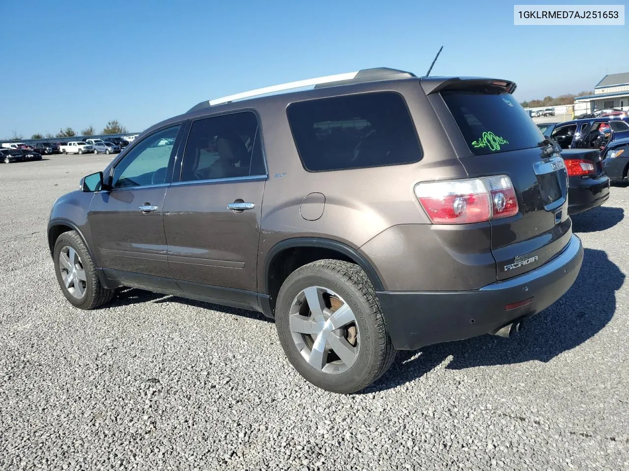 2010 GMC Acadia Slt-1 VIN: 1GKLRMED7AJ251653 Lot: 79276974