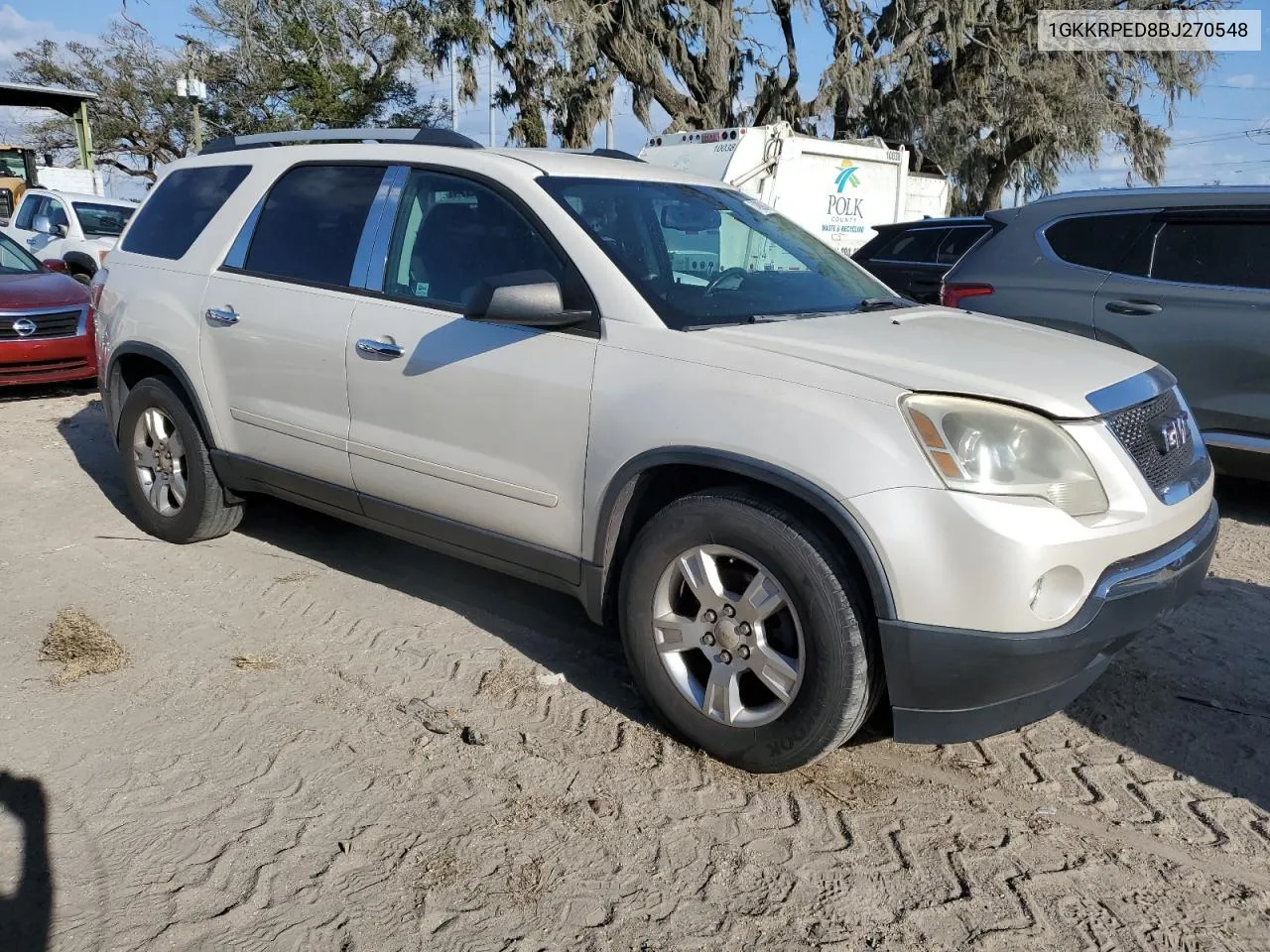 2011 GMC Acadia Sle VIN: 1GKKRPED8BJ270548 Lot: 74909014