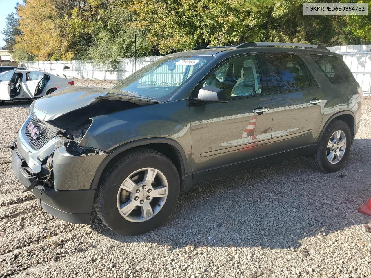 2011 GMC Acadia Sle VIN: 1GKKRPED6BJ364752 Lot: 77393984