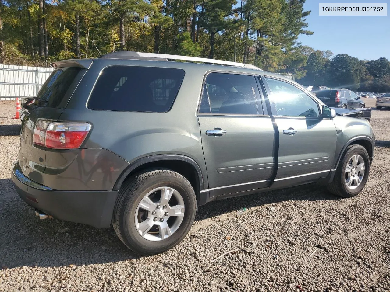 2011 GMC Acadia Sle VIN: 1GKKRPED6BJ364752 Lot: 77393984