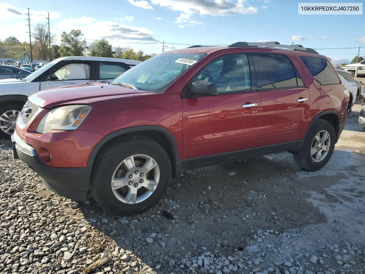 2012 GMC Acadia Sle VIN: 1GKKRPEDXCJ407250 Lot: 76030394