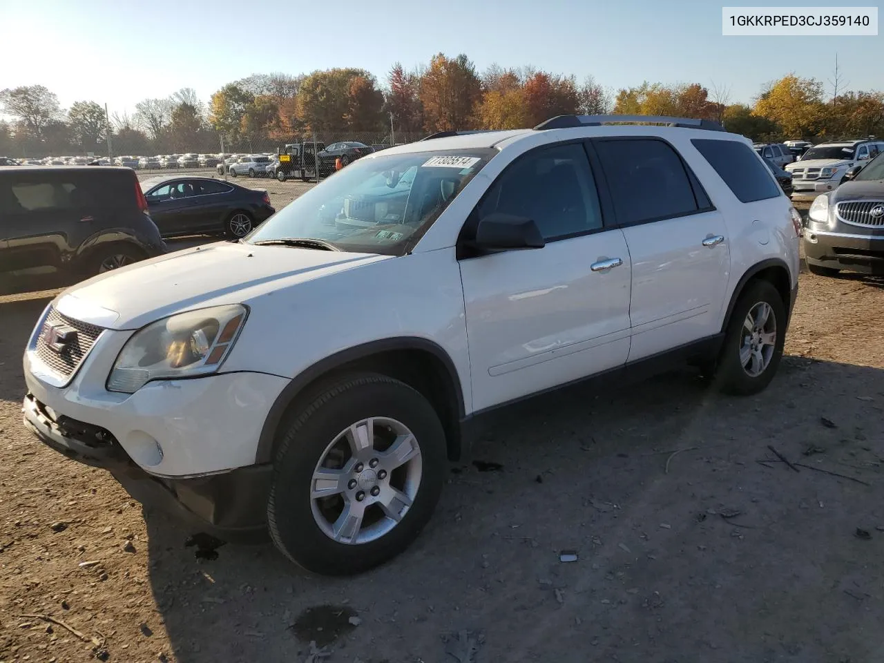 2012 GMC Acadia Sle VIN: 1GKKRPED3CJ359140 Lot: 77305514