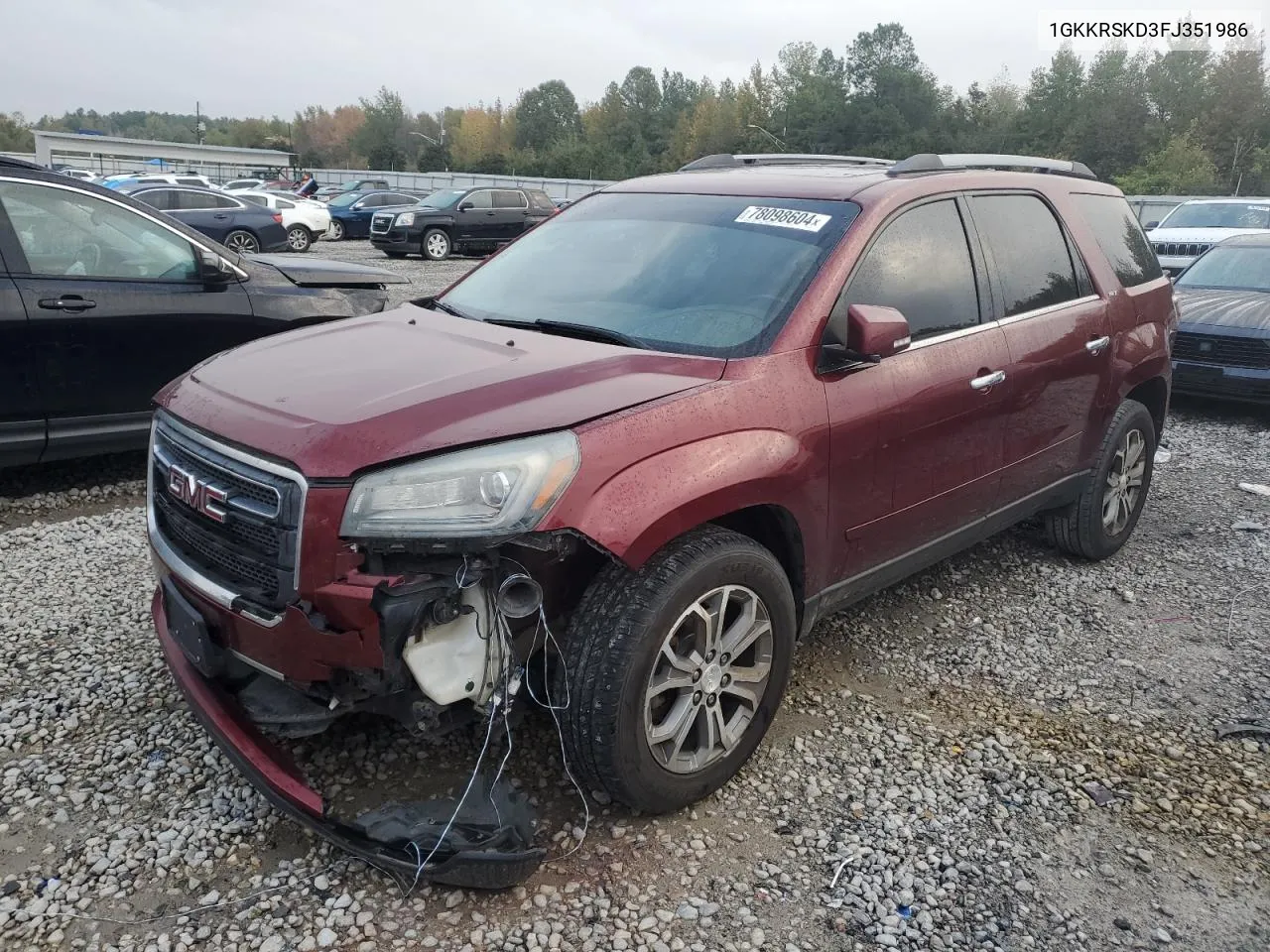 2015 GMC Acadia Slt-2 VIN: 1GKKRSKD3FJ351986 Lot: 78098604