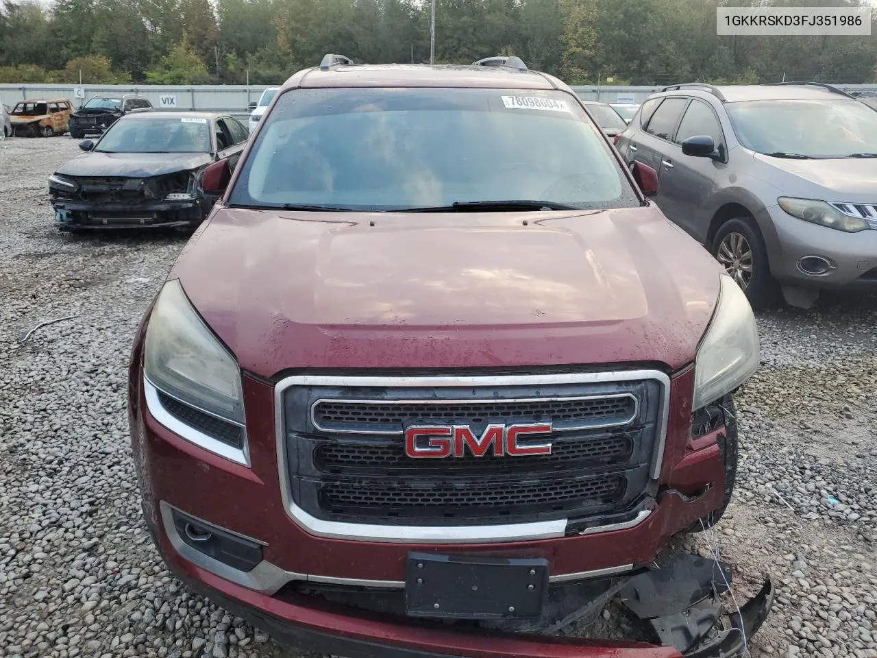 2015 GMC Acadia Slt-2 VIN: 1GKKRSKD3FJ351986 Lot: 78098604