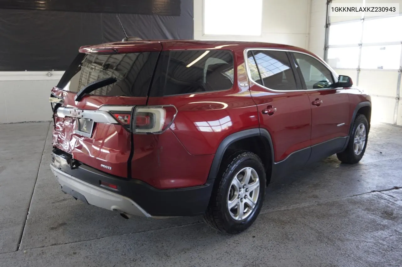 1GKKNRLAXKZ230943 2019 GMC Acadia Sle