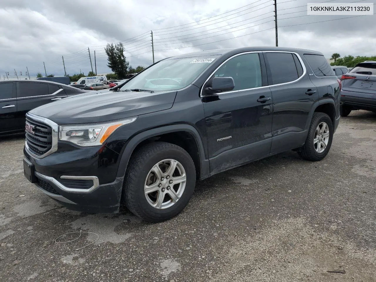 2019 GMC Acadia Sle VIN: 1GKKNKLA3KZ113230 Lot: 75415314