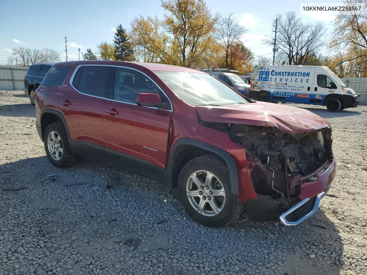 2019 GMC Acadia Sle VIN: 1GKKNKLA6KZ258567 Lot: 79058294