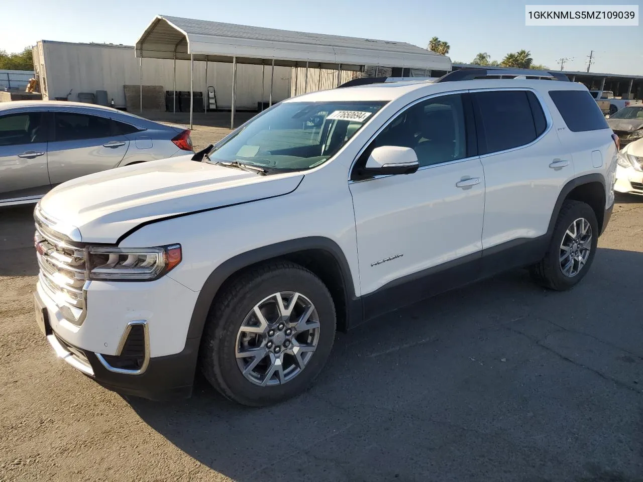 2021 GMC Acadia Slt VIN: 1GKKNMLS5MZ109039 Lot: 77650694