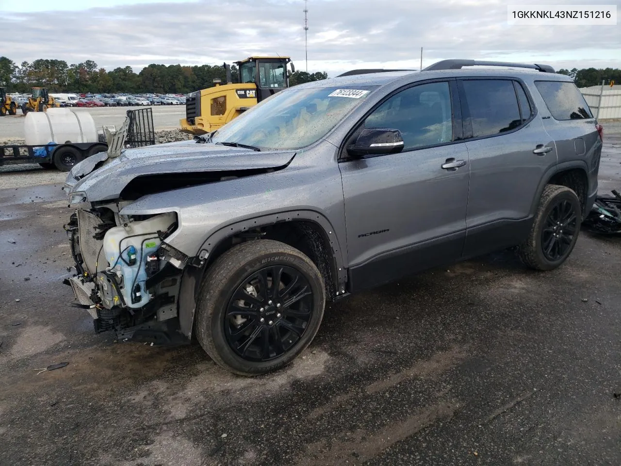 2022 GMC Acadia Sle VIN: 1GKKNKL43NZ151216 Lot: 76123344