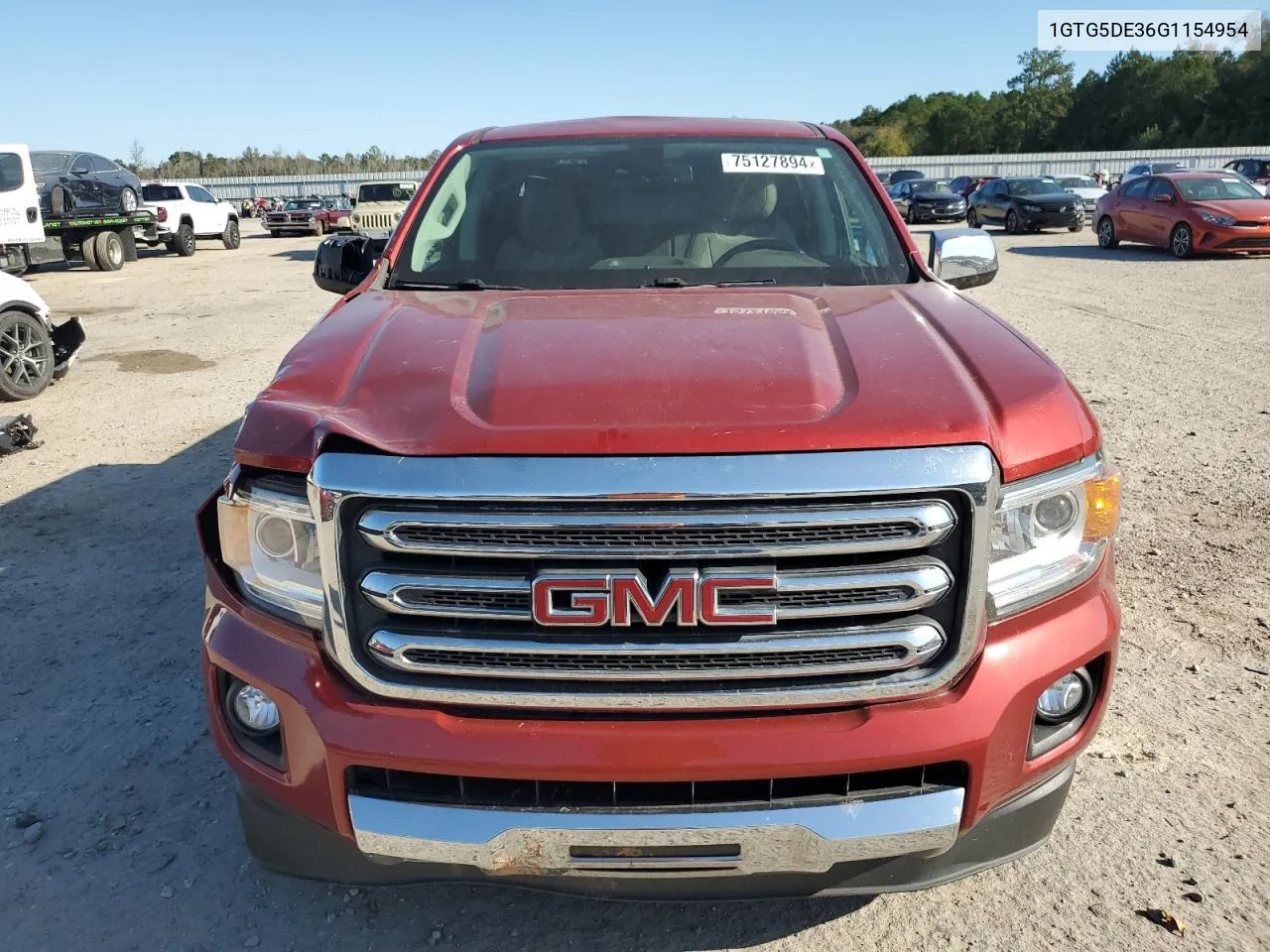 2016 GMC Canyon Slt VIN: 1GTG5DE36G1154954 Lot: 75127894