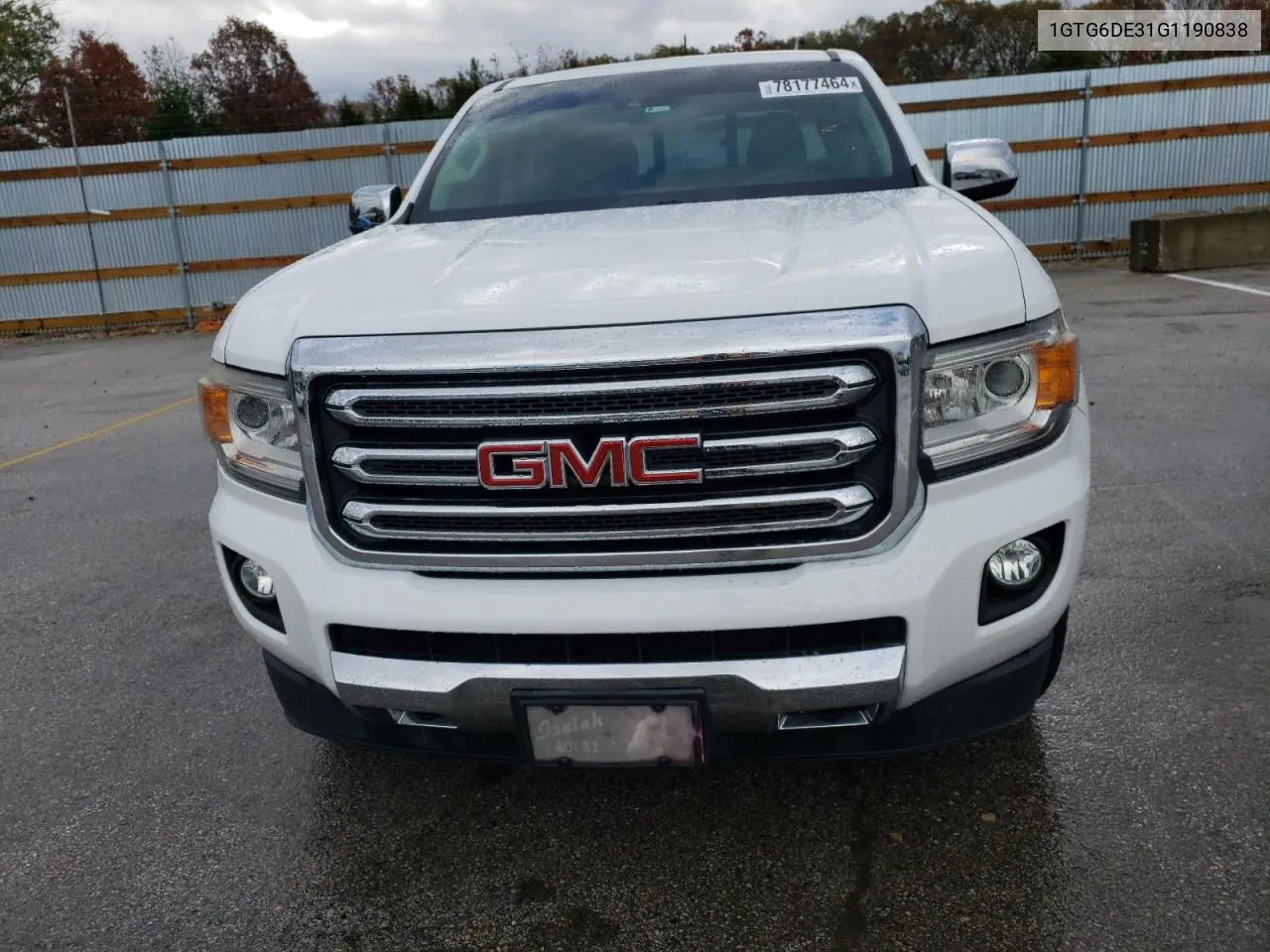 2016 GMC Canyon Slt VIN: 1GTG6DE31G1190838 Lot: 78177464