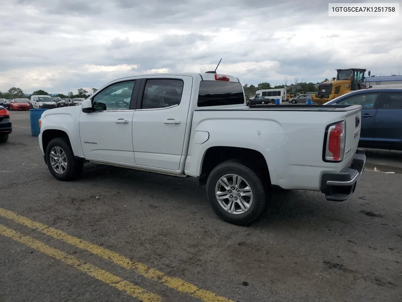 2019 GMC Canyon Sle VIN: 1GTG5CEA7K1251758 Lot: 58673514