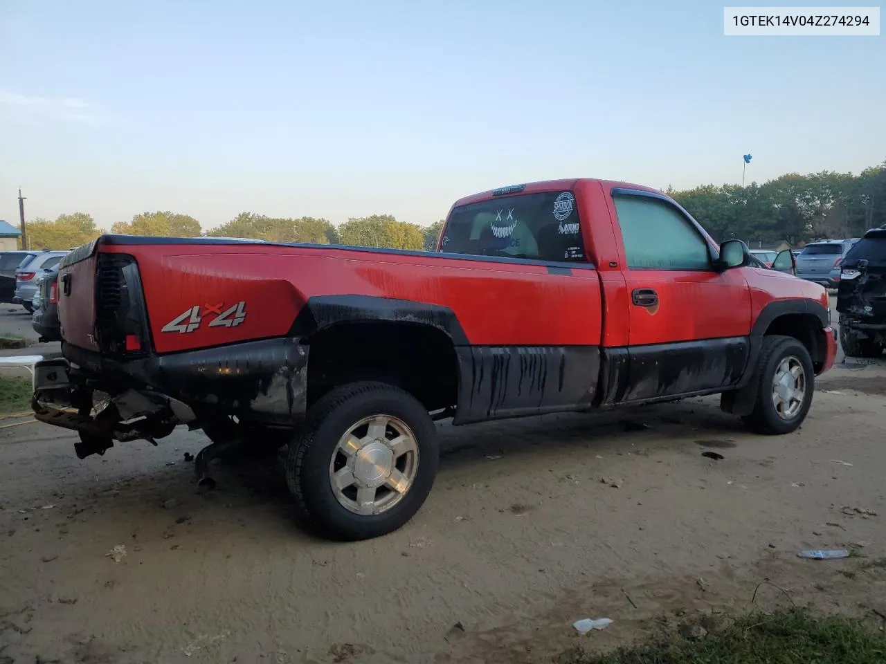 2004 GMC New Sierra K1500 VIN: 1GTEK14V04Z274294 Lot: 70289274