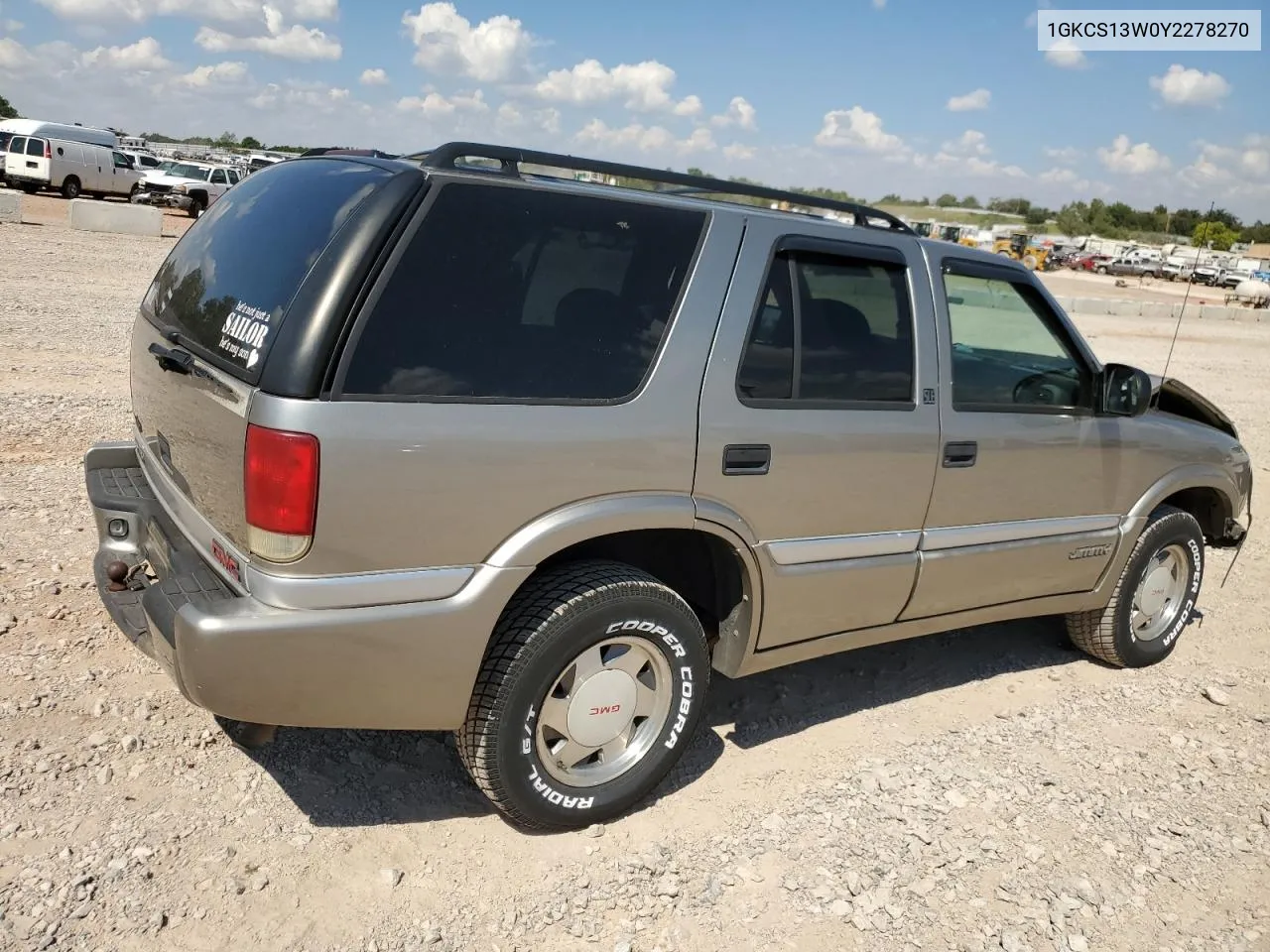 2000 GMC Jimmy VIN: 1GKCS13W0Y2278270 Lot: 71294504