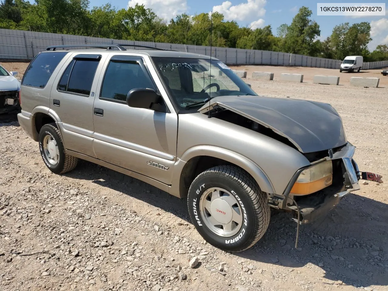 2000 GMC Jimmy VIN: 1GKCS13W0Y2278270 Lot: 71294504