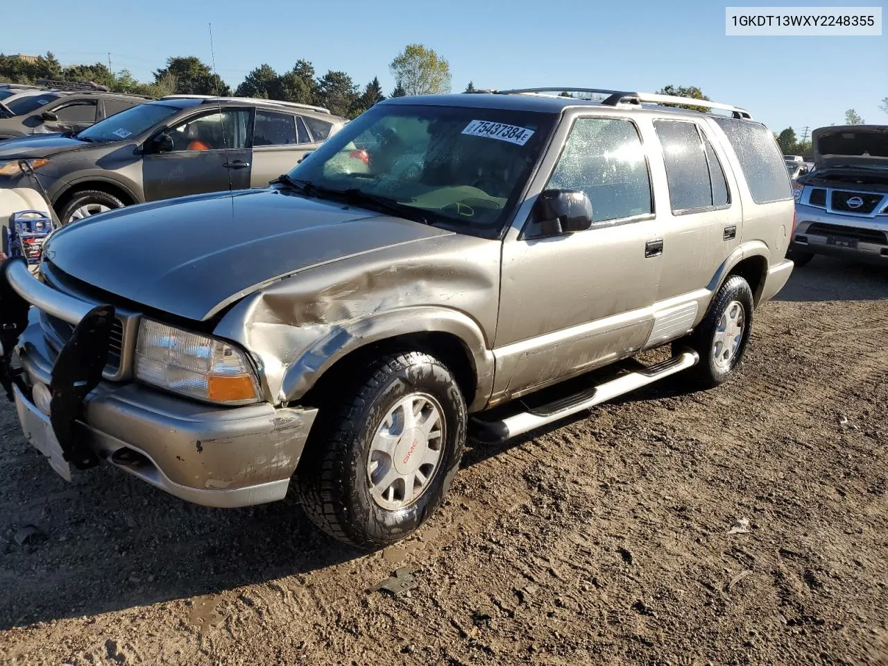 2000 GMC Jimmy / Envoy VIN: 1GKDT13WXY2248355 Lot: 75437384