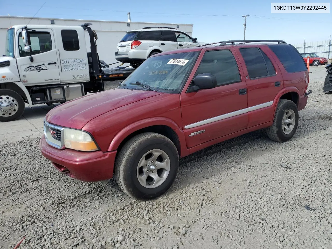 2000 GMC Jimmy / Envoy VIN: 1GKDT13W0Y2292445 Lot: 77914514